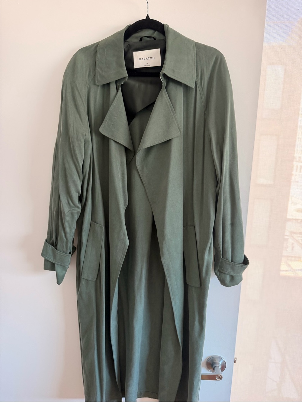 Aritzia Babaton Olive Green Lightweight Trench Coat